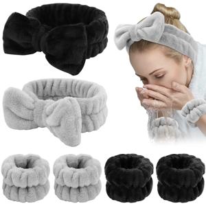 3Pcs 스파 헤드 밴드 손목 밴드 세안 용 마이크로 화이버 메이크업 타올 헤어 밴드 워시 밴드 Scrunchies 흡수성 손목 스웨트 밴드