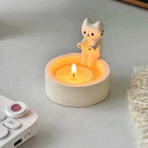 귀여운 고양이 촛대 크리 에이 티브 아로마 테라피 캔들 홀더 데스크탑 장식 생일 선물 장식품