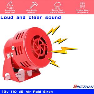 12v 110 dB 공습 사이렌 경적 스피커 알람 소리 미니 전기 모터 구동 공장 차량 미니 화재 예방