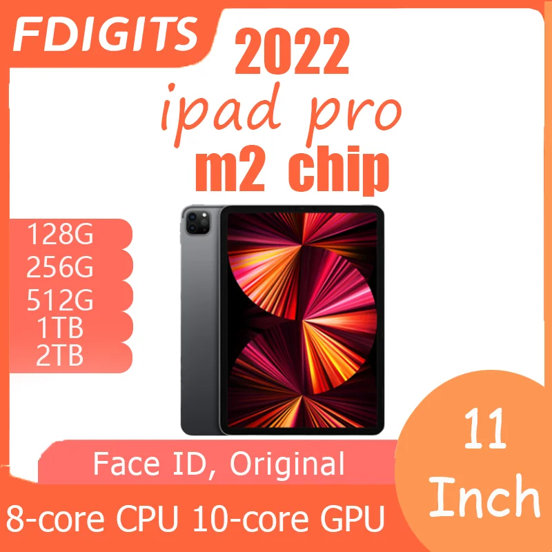 2022 아이패드 프로 M2 칩, 와이파이 셀룰러 페이스 ID, 11 인치, 128G, 256G, 512G, 1T, 2T 나노 SIM 와이파이 5G, 8 코어 CPU, 10 코어 GPU, 16 코어