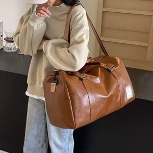PU 여행 더플 백 방수 수하물 핸드백 신발 포켓 Weekender Overnight Daypack Dry Wet Sports 어깨 토트 팩