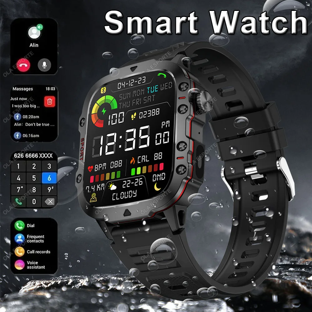 화웨이 Xiaomi 군사 GPS 스마트 시계 남자 손전등 나침반 방수 야외 스포츠 트래커 블루투스 통화 Smartwatch에 대한 새로운