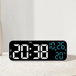 디지털 알람 시계 온도 및 날짜 주 표시 야간 모드 테이블 시계 음성 제어 12/24H 전자 LED 알람 시계