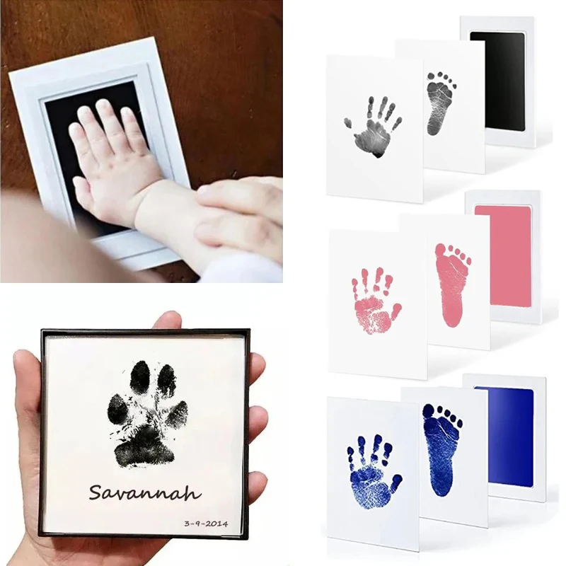 1/2Pcs 안전한 아기 손 발자국 제조 업체 터치 없음 신생아 출생 기념품 잉크 패드 키트 새로 태어난 아기 선물 애완 동물 강아지 발 인쇄