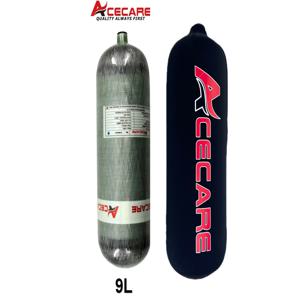 ACECARE 4500Psi 300Bar 9L 탄소 섬유 실린더 고압 공기 탱크 (블랙 실린더 백 보호 케이스 포함) 스쿠버 다이빙