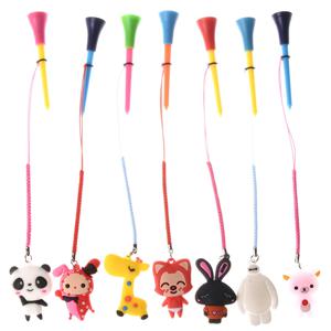 수제 로프와 5Pcs 골프 고무 티 손실 방지 다른 만화 패턴 골프 공 홀더 및 땋은 로프 골프 선물