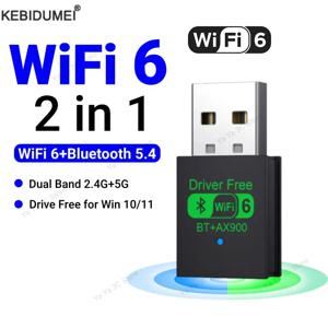 900Mbps USB WiFi 블루투스 5.4 어댑터 2in1 동글 듀얼 밴드 2.4G 5GHz USB WiFi 6 네트워크 무선 Wlan 수신기 드라이버 무료