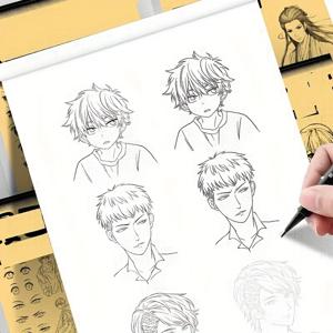 애니메이션 캐릭터 라인 아트 드로잉 북 |   흑백의 상세한 개요가 포함된 48페이지 스케치북 |   만화 및 애니메이션 스타일리스에 이상적