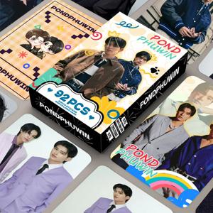 92 개/대 태국 별 PondPhuwin 레이저 Lomo 카드 Pond & Phuwin 캐릭터 작은 카드 Photocard 스티커 팬 지원 카드