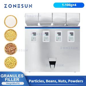 ZONESUN ZS-GWF4 과립 분말 4 호퍼 충전 계량기 땅콩 혼합 고추 조미료 밀가루 콩 식품 포장
