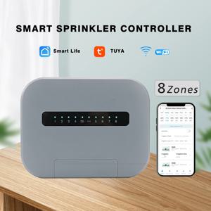 6 /8 스테이션 Tuya WiFi 실내 스마트 스프링클러 컨트롤러 관개 시스템 전화로 원격 제어 Smartlife EU 플러그와 함께 작동