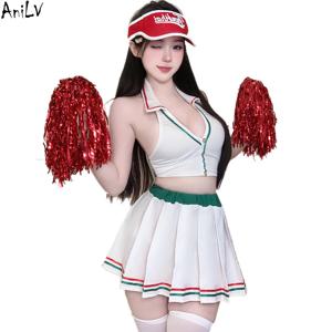 AniLV 일본 애니메이션 학교 치어 리더 소녀 유니폼 여성 축구 베이브 테니스 Sprot 복장 코스프레 의상