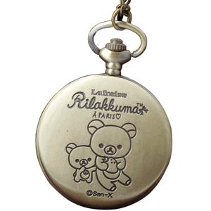 귀여운 곰 리락쿠마 파리 딸기 디자인 빈티지 남성 여성 시계, 할로우 절묘한 쿼츠 포켓 시계, 선물 체인 목걸이