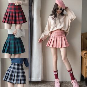 하라주쿠 짧은 치마 새로운 한국 여성 지퍼 하이 웨스트 여고생 Pleated Plaid 섹시한 미니 프레피 스타일 Falda 섹시한 Mujer