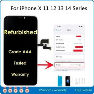 AAA iPhone X XR XS 11 12 13 미니 14 15 Pro Max LCD 디스플레이 어셈블리 용 공식 화면 리퍼브 외부 유리 교체