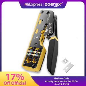 ZoeRax RJ45 압착 도구 Cat6 Cat5 Cat5e 8P8C 모듈러 커넥터 이더넷 올인원 와이어 도구 용 크림 퍼 커터 통과