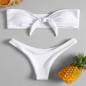 여성의 섹시한 튜브 탑 보우 스플릿 비키니 수영복 수영 트렁크 여성용 수영복 Biquini Traje De Bano Pants bikini Badeanzug