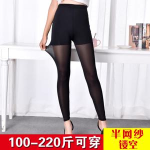 높은 허리 모달 얇은 여성 레깅스 여름 야외 착용 플러스 사이즈 그물 9 포인트 바지 나일론 패브릭 7/0 바지