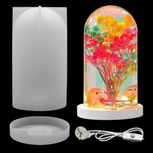 DIY 크리스탈 에폭시 수지 금형 Led 야간 조명 장식 구형 램프 홀더 원통형 실리콘 몰드
