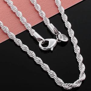 뜨거운 매력 여자 남자를위한 좋은 4MM 로프 체인 925 스털링 실버 목걸이 클래식 패션 쥬얼리 웨딩 파티 휴일 선물