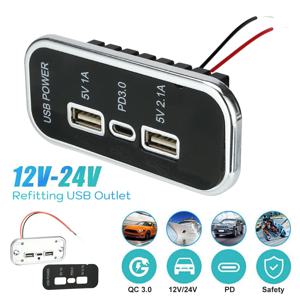 12V 24V USB 콘센트 3 포트 고속 충전기 RV 해양 보트 Motorhome Caravan 표면 실장 용 USB PD Type-C 전원 소켓 어댑터
