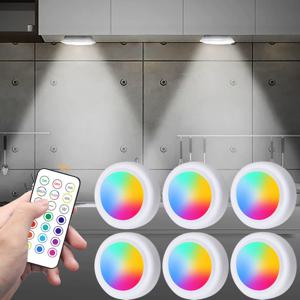 캐비닛 조명 아래 RGB 색상 무선 배터리 LED 조명 침실 주방에 대 한 원격 제어 디 밍이 가능한 옷장 밤 램프