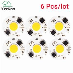 6 개/몫 LED 3W 5W 7W 10W 12W COB 칩 램프 220V 스마트 IC 필요 없음 드라이버 LED 전구 홍수 빛 차가운 흰색 따뜻한 흰색
