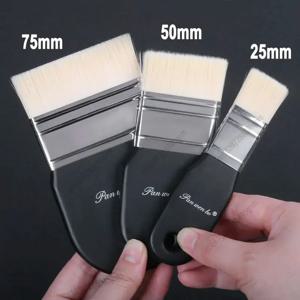 나일론 헤어 스크러빙 브러시 25mm 50mm 75mm 팁 아티스트 아크릴 구 아슈 오일 수채화 아트 드로잉 나무 손잡이 페인트 브러쉬