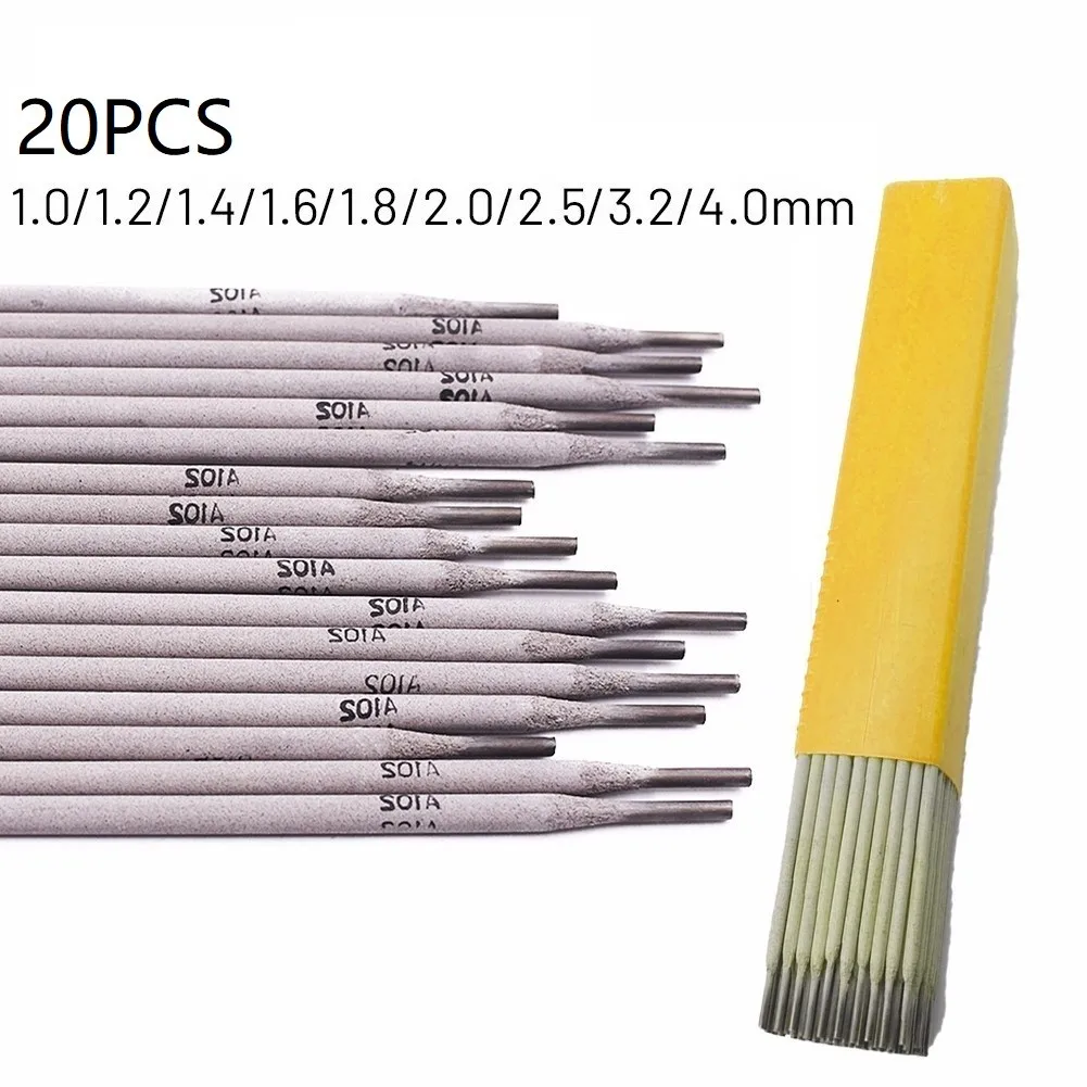 20pcs 용접봉 304 스테인레스 스틸 전극 A102 솔더 와이어 1.0mm-4.0mm 코어 와이어 AC 및 DC 용 손 도구.
