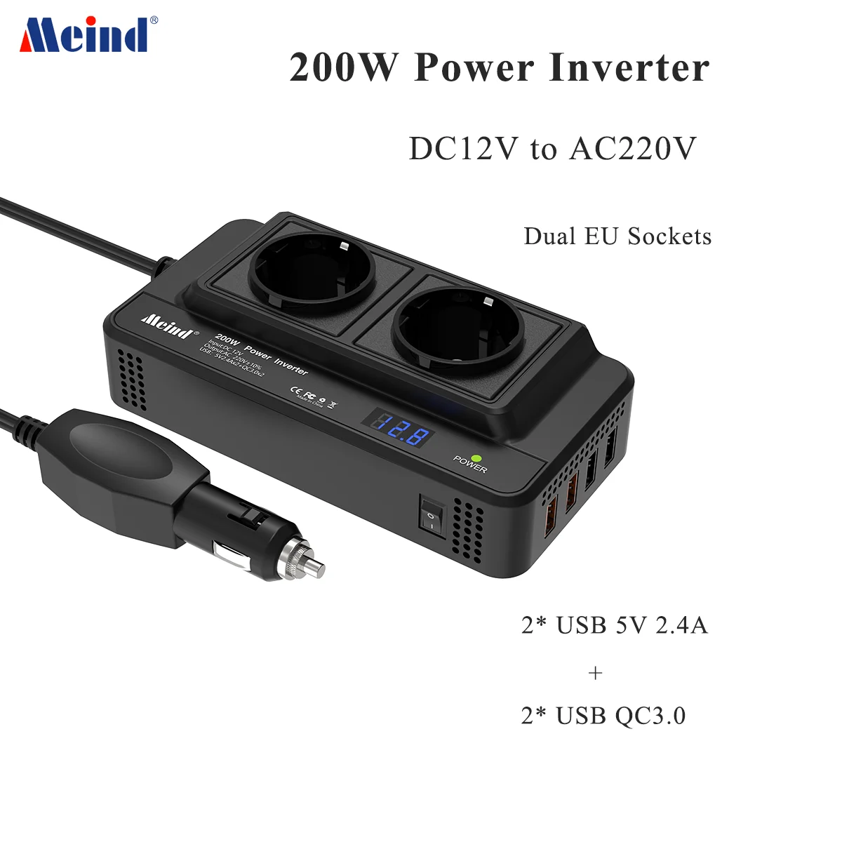 자동차용 Meind 200w 자동차 인버터 12v ~ 220v 전원 인버터를 적극 권장합니다.