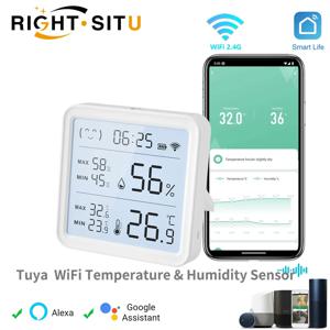 스마트 홈 백라이트 습도계 온도계 호환 Bluetooth APP 원격 제어를위한 Tuya WiFi 온도 습도 센서