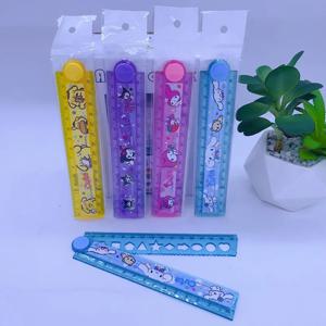 40pcs 새로운 내 멜로디 Kuromi Cinnamoroll 만화 30cm 접는 눈금자 학생 그림 눈금자 웨이브 편지지 제품 도매