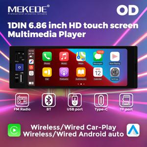 1DIN 6.86 인치 무선 CarPlay 자동 HD 터치 스크린 멀티미디어 플레이어 범용 자동차 FM 라디오 스테레오 MP5 BT USB TF 포트 카메라