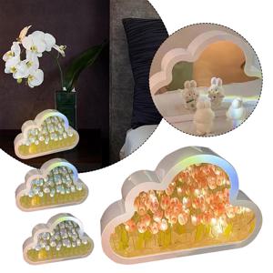 구름 튤립 램프 LED 야간 조명 거울 테이블 램프 DIY 침실 장식품 장식 거울 테이블 조명