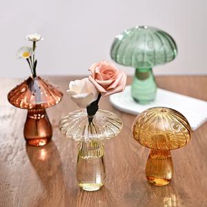 크리에이티브 버섯 유리 꽃병 식물 수경 테라리움 아트 식물 수경 테이블 꽃병 유리 공예 DIY 아로마 테라피 병