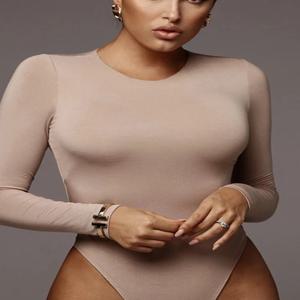 O 넥 긴 소매 솔리드 화이트 섹시한 바디 슈트 여성 블랙 가을 겨울 바디 탑 그레이 캐주얼 레이디 streetwear 바디 슈트