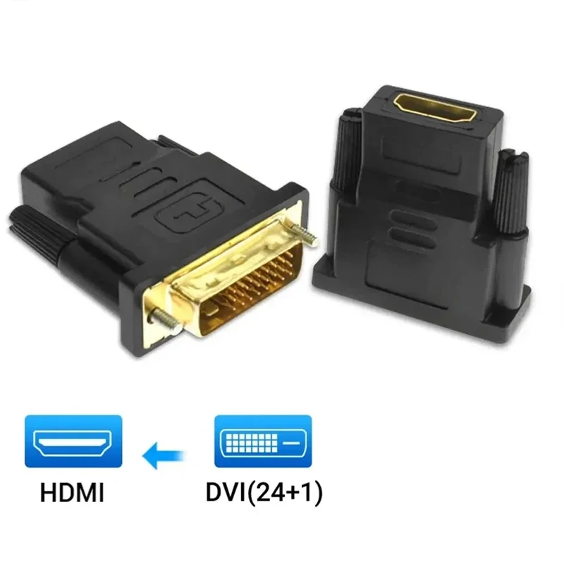 DVI-HDMI 어댑터 DVI 24+1-HDMI 호환 도금 플러그 DVI Male-HDMI 호환 비디오 컨버터(PC HDTV 프로젝터용)