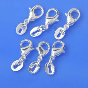 보석 찾기 50PCS 정품 진짜 925 스털링 실버 컬러 랍스터 걸쇠 점프 링 925 태그 피팅 커넥터 구성 요소 대량