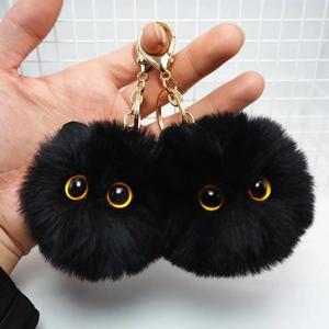 여자를위한 귀여운 플러시 고양이 키 체인 만화 인형 장난감 펜던트 열쇠 고리 여자 가방 장식 자동차 열쇠 고리 어린이 선물 액세서리