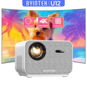 BYINTEK LOVE U12 풀 HD 1080P 프로젝터, 4K 800 ANSI 안드로이드 와이파이 6 자동 초점 홈 시어터 프로젝터, 영화 미팅 비디오용