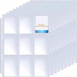50pcs 9 포켓 트레이딩 게임 카드 슬리브 보관 지갑 앨범 바인더 페이지 컬렉션 코인 홀더 슬리브 YuGiOh 사진 앨범