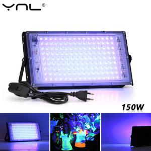 UV Led 홍수 빛 50W 100W 150W 220V 야외 투광 조명 395nm 400nm 자외선 형광 무대 램프 LED 무대 블랙 라이트