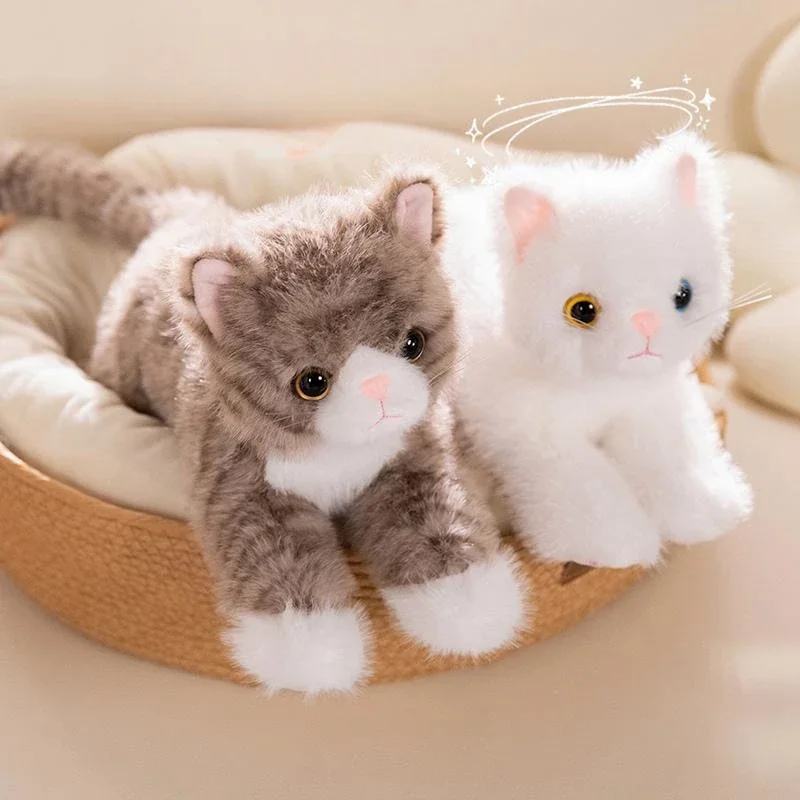 새로운 귀여운 시뮬레이션 고양이 플러시 장난감 부드러운 인형 5 색 새끼 고양이 모델 가짜 고양이 현실주의자 동물 키즈 소녀 발렌타인 데이 선물