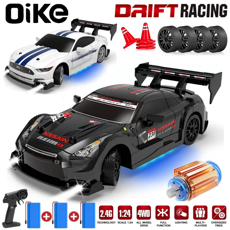 Oike 1:24 원격 제어 드리프트 RC 자동차 4WD 고속 레이싱 카 2.4G 무선 제어 차량 모델 어린이 성인을위한 장난감 선물