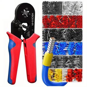 페럴 압착 도구 키트 1200PCS 와이어 엔드 페룰 크림퍼 플라이어 자체 조정 가능한 래칫 도구 세트가 있는 와이어 페럴 키트