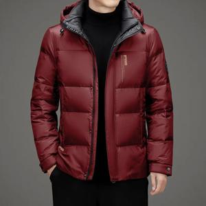 고품질 남성 후드 화이트 덕다운 재킷 신상 2025 겨울 캐주얼 따뜻한 푸퍼 코트 아웃웨어 방풍 패딩 탑 의류