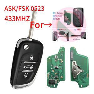 Jingxin 수정 된 플립 원격 자동차 키 ASK/FSK 433Mhz ID46 푸조 207 308 307 407 607 807 시트로엥 C2 C3 C4 CE 0523 자동차 키