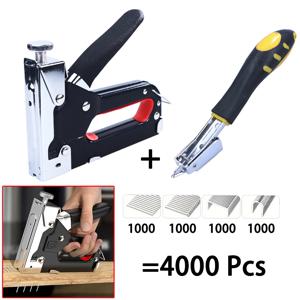 4000 스테이플 도구 키트가있는 4 in 1 네일 스테이플러 목재 패브릭 스테이플러 홈 수리 DIY 도구 키트 용 스테이플러