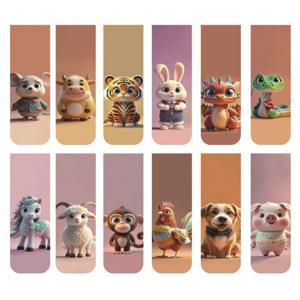 12개입 사랑스러운 12개 동물 자석 북마크 - 활기찬 페이지 마커 및 클립, 독자, 교사 및 파티 선물에 적합