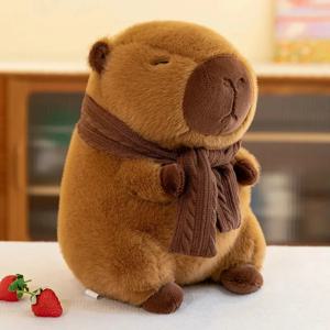 35CM 뜨거운 봉제 인형 귀여운 스카프 복어 플러시 카와이 동물 장난감 어린이 생일 선물 Capybara 인형 어린이 장난감